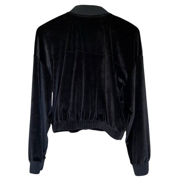 Victoria’s Secret Black Ribbed Velour Zip-Up Jacket – Size L - Picture 2 of 10